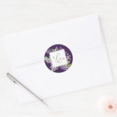 Rustige Lila Paarse monogram bruiloft Envelope Sea Ronde Sticker (Envelop)
