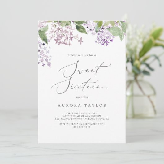 Rustige Lila Sweet Sixteen Birthday Kaart (Staand voorkant)