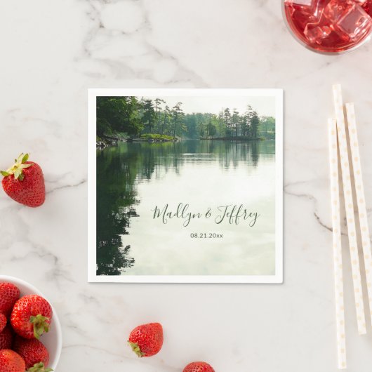 Rustige llakeside evergreens bruiloft servet (Insitu)