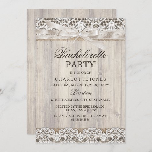 Rustige lobby & wood Bachelorette Party Kaart (Voorkant / Achterkant)