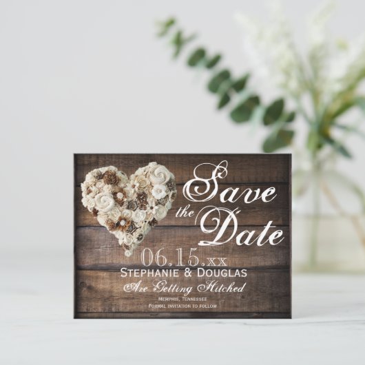 Rustige loed Heart Wedding Save the Date Aankondigingskaart (Staand voorkant)