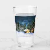 Rustige Log Cabin Full Moon Glas (Achterkant)