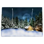 Rustige Log Cabin Full Moon Groot Cadeauzakje (Voorkant)