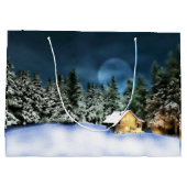 Rustige Log Cabin Full Moon Groot Cadeauzakje (Achterkant)