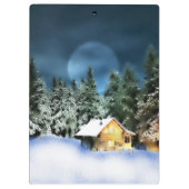 Rustige Log Cabin Full Moon Klembord (Achterkant)