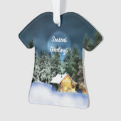 Rustige Log Cabin Full Moon Ornament (voorkant)