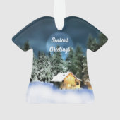 Rustige Log Cabin Full Moon Ornament (achterkant)