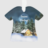 Rustige Log Cabin Full Moon Ornament (voorkant)