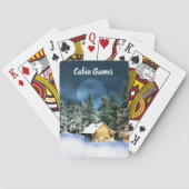 Rustige Log Cabin Full Moon Pokerkaarten (Achterkant)