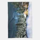 Rustige Log Cabin Full Moon Theedoek (Verticaal)