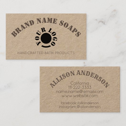 Rustige Logo handgemaakte gekromde tekst Visitekaartje (Voorkant / Achterkant)