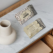 Rustige Logo met boomschors Hout Graan Oval Gold B Visitekaartje
