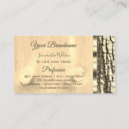 Rustige Logo met boomschors Visitekaartje (Achterkant)