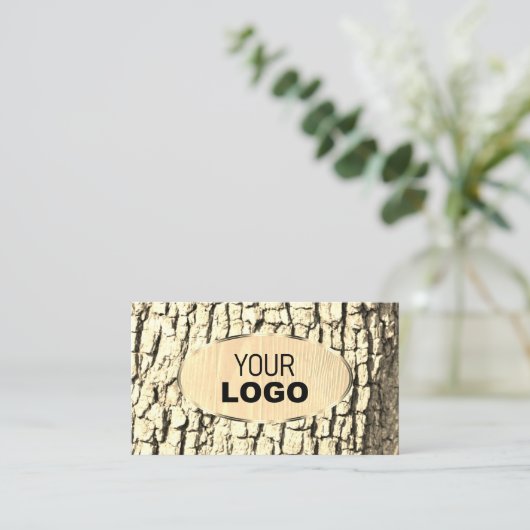 Rustige Logo met boomschors Visitekaartje (Staand voorkant)