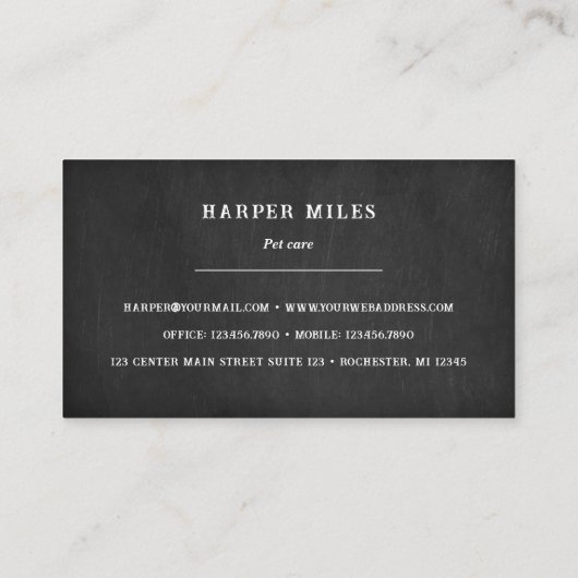 Rustige logo met chalkboard happy dog visitekaartje (Achterkant)