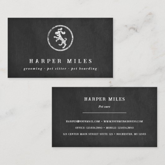 Rustige logo met chalkboard happy dog visitekaartje (Voorkant / Achterkant)