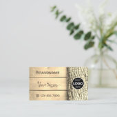 Rustige Logo van natuurlijke bossen met boomschors Visitekaartje (Staand voorkant)