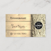 Rustige Logo van natuurlijke bossen met boomschors Visitekaartje (Voorkant)