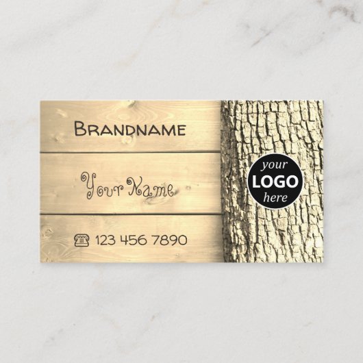 Rustige Logo van natuurlijke bossen met boomschors Visitekaartje (Voorkant)