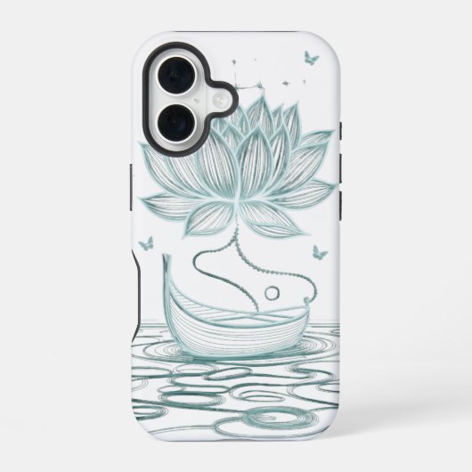 Rustige Lotus & Om – Zen-Inspired iPhone 16 Hoesje (Achterkant)