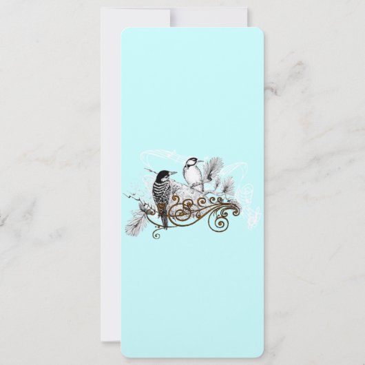 Rustige  Love Bird Woodpecker Wedding Kaart (Achterkant)