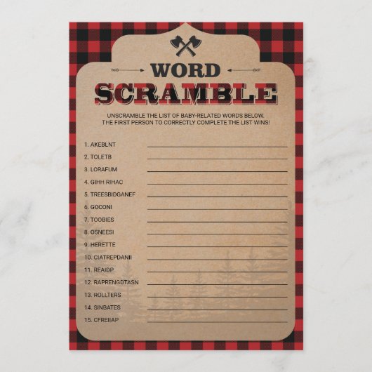 Rustige Lumberjack Buffalo Spel Word Scramble (Voorkant)
