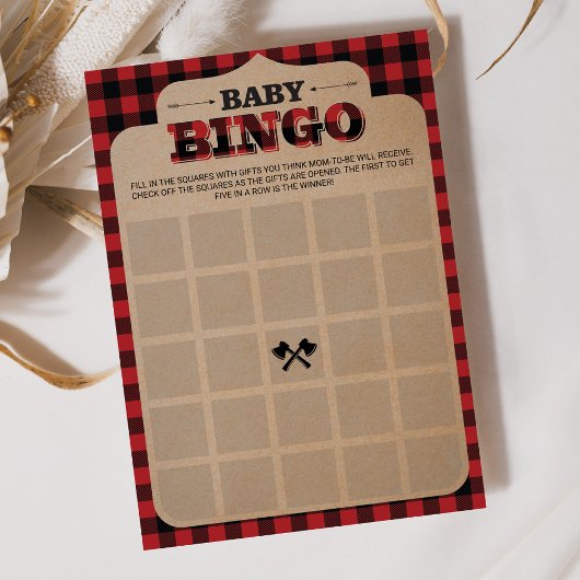 Rustige Lumberjack Geplakt Baby shower Bingo