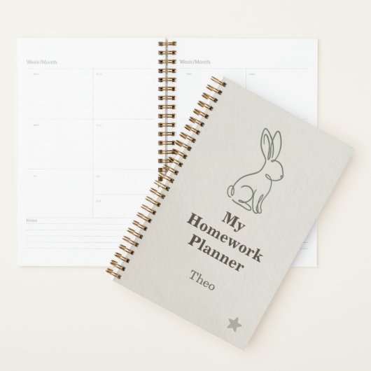 Rustige luxe lijnkunst konijn kinderhuiswerkplanne planner (Display)