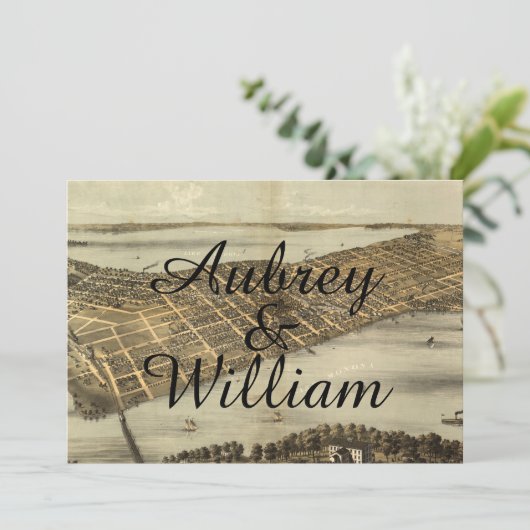 Rustige  Madison WI - Kaart voor bruiloft (Staand voorkant)