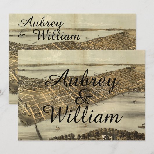 Rustige  Madison WI - Kaart voor bruiloft (Voorkant / Achterkant)