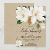 Rustige magnolia floral baby shower, geslachtsneut kaart (Voorkant / Achterkant)