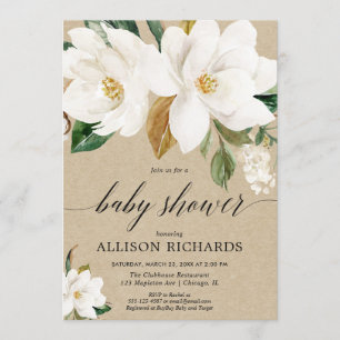 Rustige magnolia floral baby shower, geslachtsneut kaart