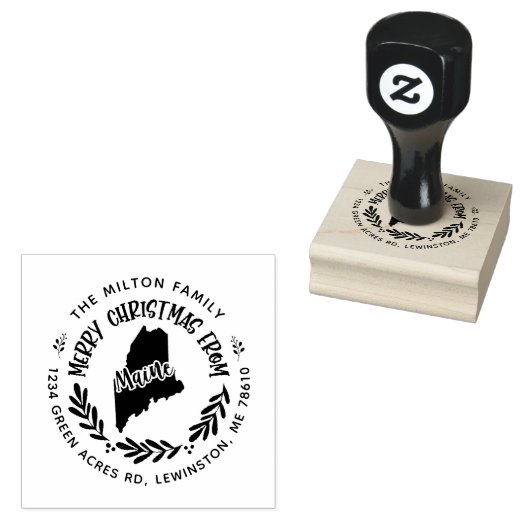rustige maine merry kerstmis - adres rubberstempel (Gestempeld)