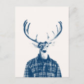Rustige Man Buck met Antlers in Blue en Cream Briefkaart (Voorkant)