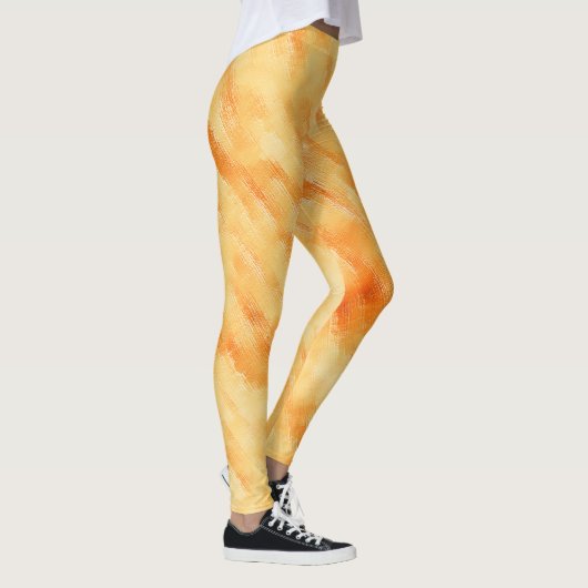 Rustige mango geel zoals getextureerd schilderij leggings (Rechts)