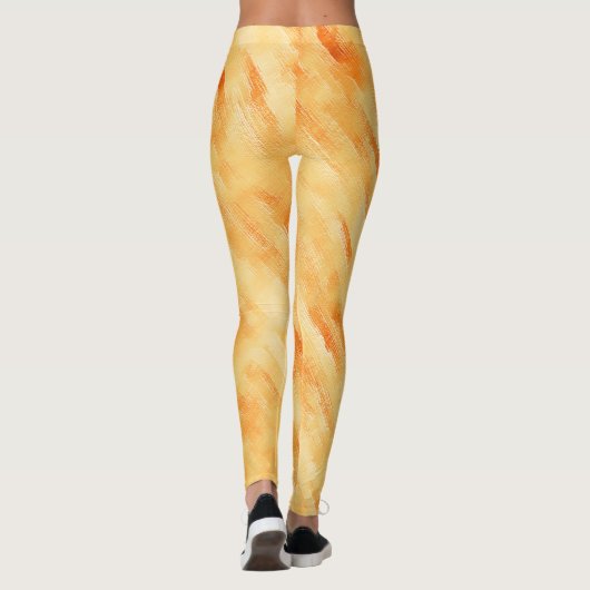Rustige mango geel zoals getextureerd schilderij leggings (Achterkant)