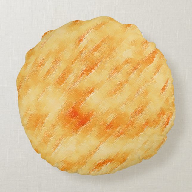 Rustige mango geel zoals getextureerd schilderij rond kussen (Achterkant)