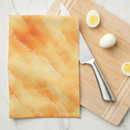 Rustige mango geel zoals getextureerd schilderij theedoek (Quarter Fold)