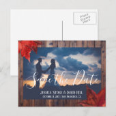 Rustige Maple Leaves Fall Wedding Save the Date Aankondigingskaart (Voorkant / Achterkant)