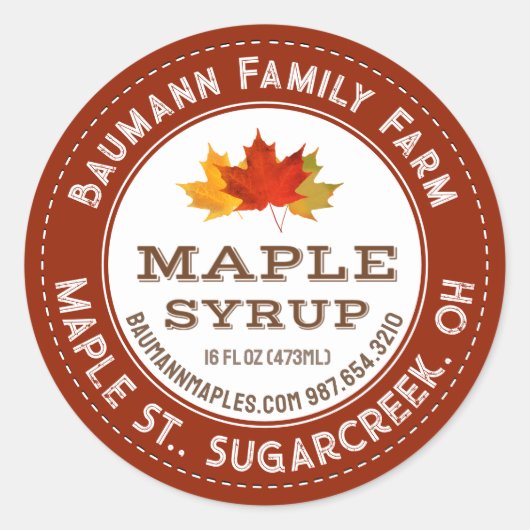 Rustige mapleemhuls Etiket kleurrijke mapelbladere (Voorkant)