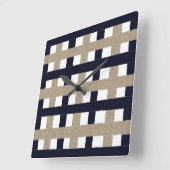 Rustige marine / beige / witte strepen vierkante klok (Hoek)