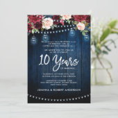 Rustige marine Bourgogne Floral Mason Jar Wedding Kaart (Staand voorkant)