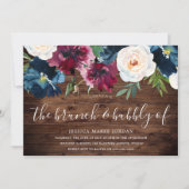 Rustige marine Burgundy Brunch & bubelbaar Vrijgez Kaart (Voorkant)