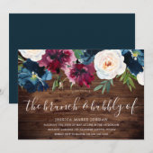 Rustige marine Burgundy Brunch & bubelbaar Vrijgez Kaart (Voorkant / Achterkant)