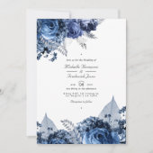 Rustige marine & White met Silver QR Code Weddensc Kaart (Voorkant)