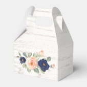 Rustige marineblauw en peach Floral Wedding Bedankdoosjes (Achterkant)