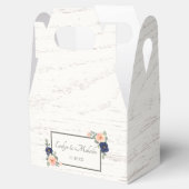 Rustige marineblauw en peach Floral Wedding Bedankdoosjes (Geopend)