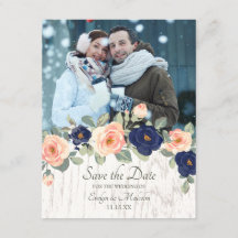 Rustige marineblauw en peach Floral Wedding