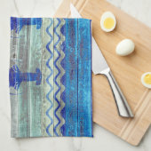 Rustige marineblauw kustdeverdampers theedoek (Quarter Fold)