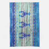 Rustige marineblauw kustdeverdampers theedoek (Verticaal)